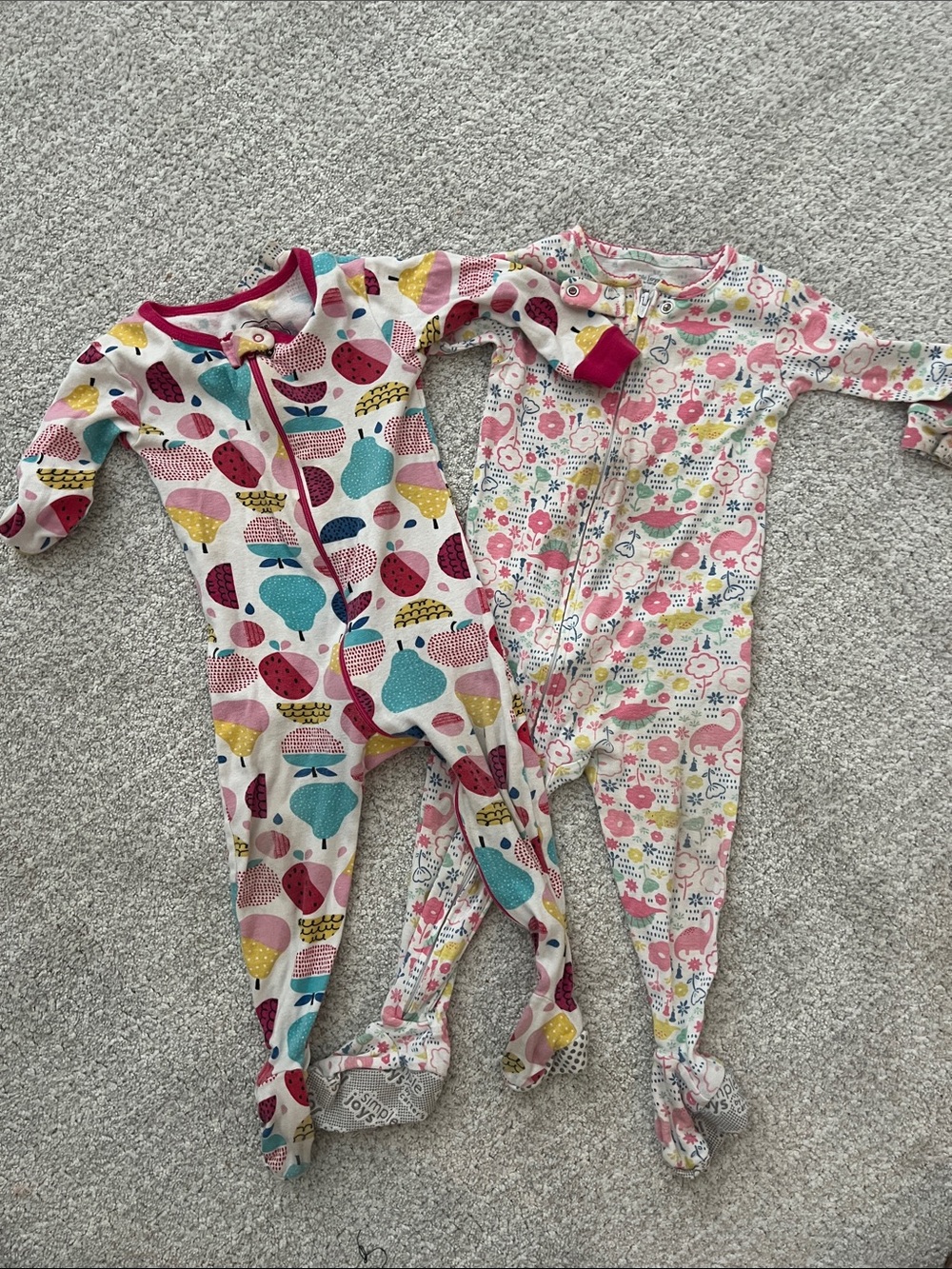 Bundle of Carter's and Lamaze girls footed pajamas 18 months